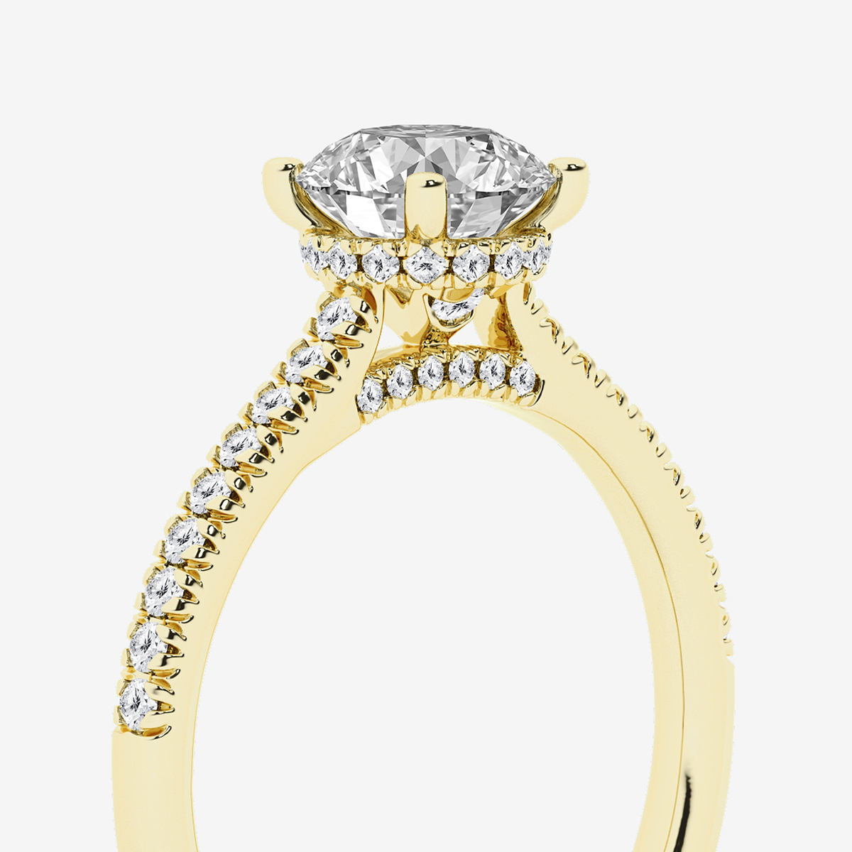 Additional Image 2 for  1 1/3 ctw Round Lab Grown Diamond Hidden Halo Engagement Ring